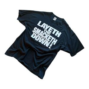 Vintage 90s WWF The Rock “Layeth The Smacketh Down” Wrestling Tee – 2XL